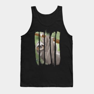 Beautiful happy sloth hanging on the tree Tank Top